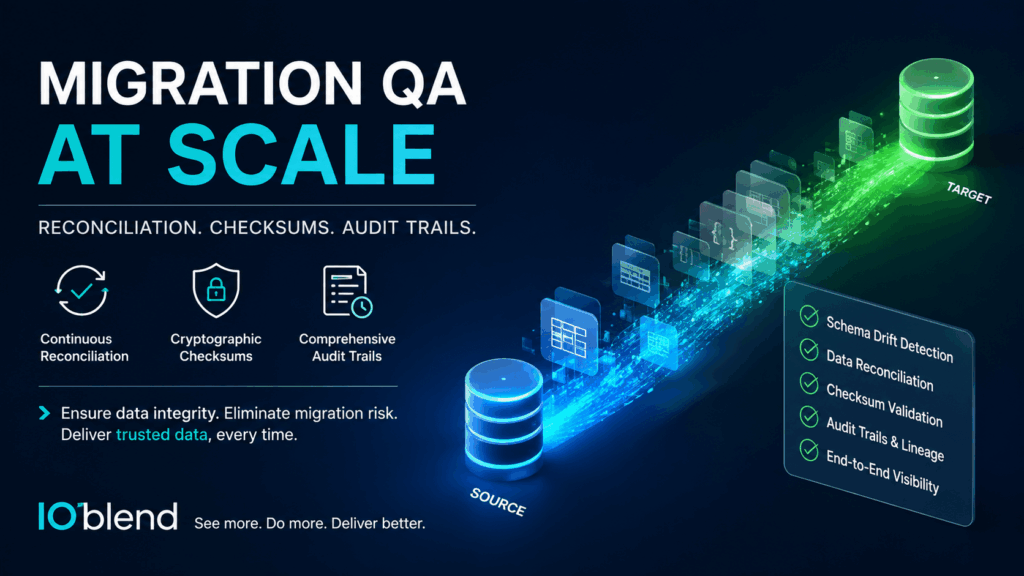 Migration QA at Scale Reconciliation Checksums and Audit Trails - IOblend Migration-QA-at-Scale-Reconciliation-Checksums-and-Audit-Trails